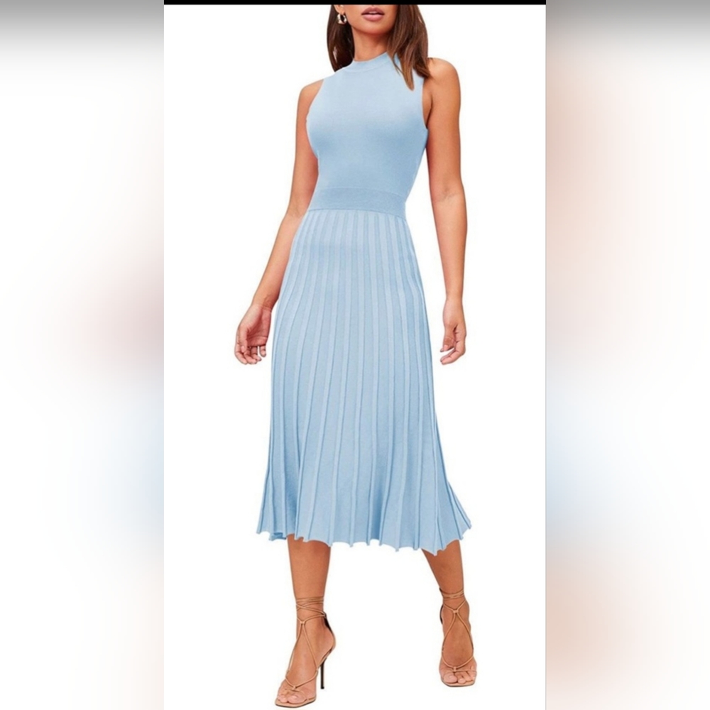 Women's Ski Blue Sleeveless Dress